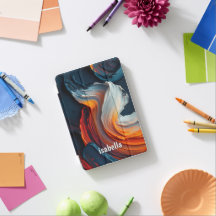 Abstracte olieverf draaikolk Navy Oranje iPad Hoes