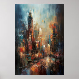 Abstracte olieverf in Manhattan New York City Poster