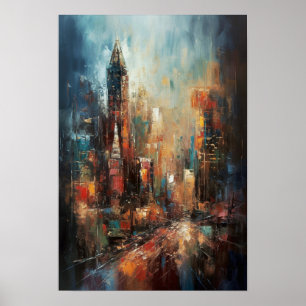 Abstracte olieverf in Manhattan New York City Poster
