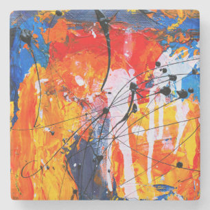 Abstracte olieverf met kleurrijke fijne kunst stenen onderzetter