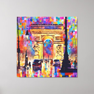 Abstracte olieverf stijl Parijs Arc Frankrijk  Canvas Afdruk