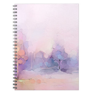 Abstracte olieverschildering van winterbos. Sem Notitieboek