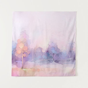 Abstracte olieverschildering van winterbos. Sem Wandkleed