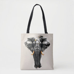 Abstracte olifant met gouden slagtanden in neutral draagtas