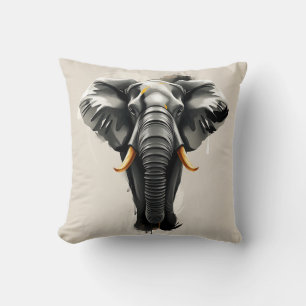 Abstracte olifant met gouden slagtanden in neutral kussen