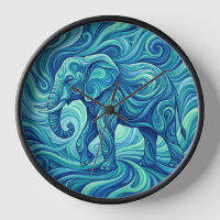 Abstracte olifant oceaan blauw verloop kunst klokk