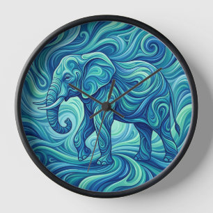 Abstracte olifant oceaan blauw verloop kunst klokk