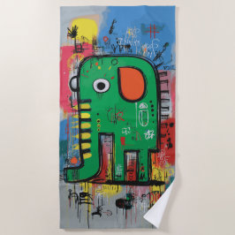 Abstracte Olifant Pop Art Illustratie Strandlaken