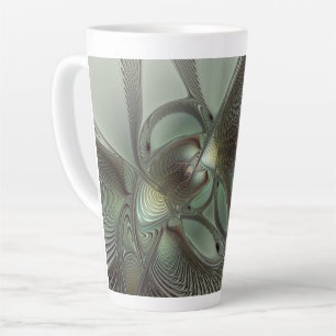Abstracte olijf salie groene grijze fractale kunst latte mok