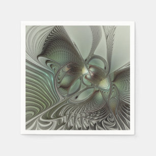 Abstracte olijf salie groene grijze fractale kunst servet