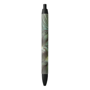 Abstracte olijf salie groene grijze fractale kunst zwarte inkt pen