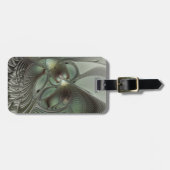 Abstracte Olijfwijze Groen Grijs Fractal Art Fanta Bagagelabel (Voorkant horizontaal)