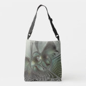 Abstracte Olijfwijze Groen Grijs Fractal Art Fanta Crossbody Tas (Achterkant)