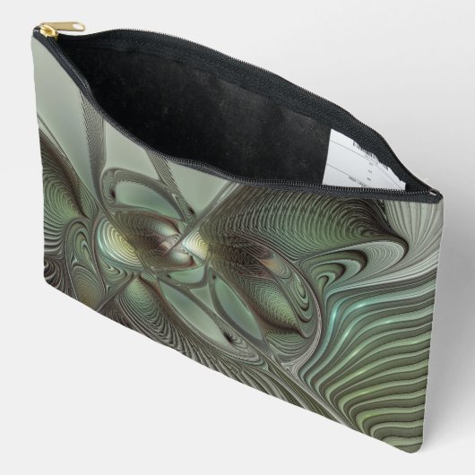 Abstracte Olijfwijze Groen Grijs Fractal Art Fanta Etui (Open)