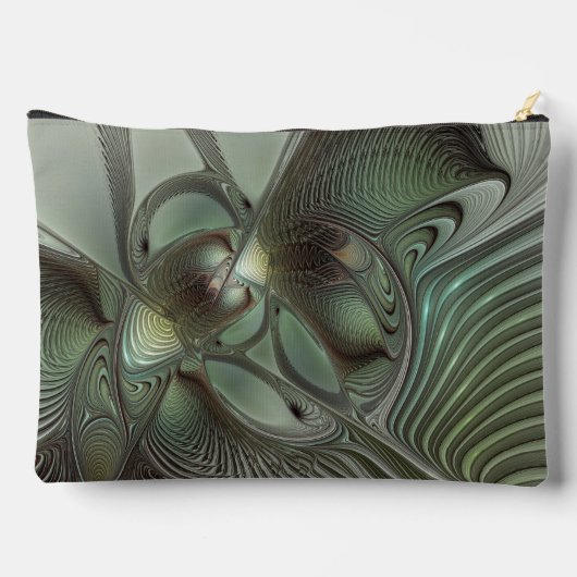 Abstracte Olijfwijze Groen Grijs Fractal Art Fanta Etui (Achterkant)