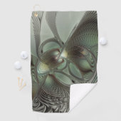 Abstracte Olijfwijze Groen Grijs Fractal Art Fanta Golfhanddoek (Insitu)