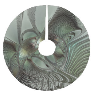 Abstracte Olijfwijze Groen Grijs Fractal Art Fanta Kerstboom Rok