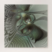 Abstracte Olijfwijze Groen Grijs Fractal Art Fanta Legpuzzel (Horizontaal)
