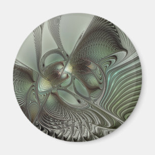 Abstracte Olijfwijze Groen Grijs Fractal Art Fanta Magneet