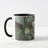 Abstracte Olijfwijze Groen Grijs Fractal Art Fanta Mok (Links)