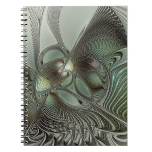 Abstracte Olijfwijze Groen Grijs Fractal Art Fanta Notitieboek