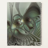 Abstracte Olijfwijze Groen Grijs Fractal Art Fanta Planner (Achterkant)