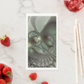 Abstracte Olijfwijze Groen Grijs Fractal Art Fanta Servet (Insitu)