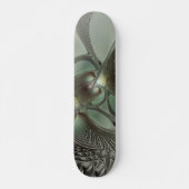 Abstracte Olijfwijze Groen Grijs Fractal Art Fanta Skateboard (Voorkant)
