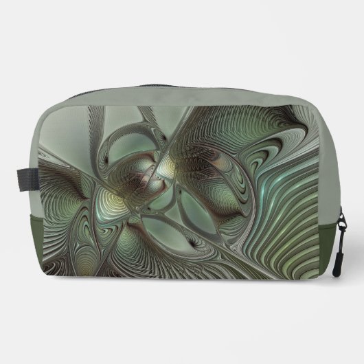 Abstracte Olijfwijze Groen Grijs Fractal Art Fanta Toilettasje (Voorkant)