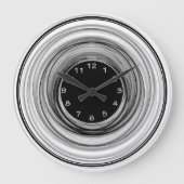 Abstracte Ombre Modern Black White Spirals Grote Klok (Voorkant)