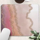 Abstracte Ombre Pink Paars en Gold Glitter Muismat
