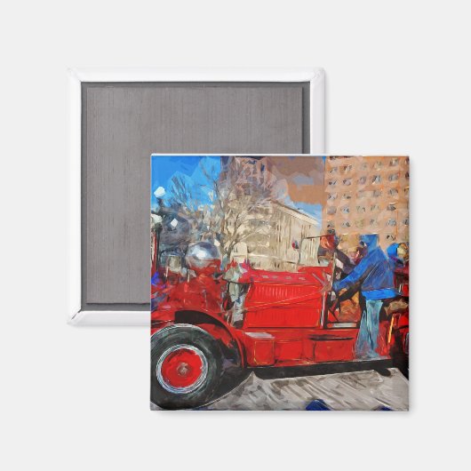 Abstracte onderdrukking van de Antiek brandweerwag Magneet (Voorkant / Achterkant)