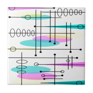 Abstracte ontwerp en kleur van het atoomtijdperk tegeltje