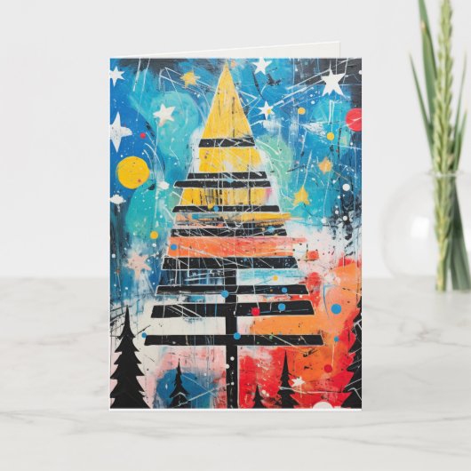 Abstracte ontwerp kerstkaart feestdagen kaart (Voorkant)