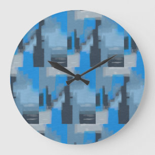 Abstracte ontwerpklok in blauw grote klok