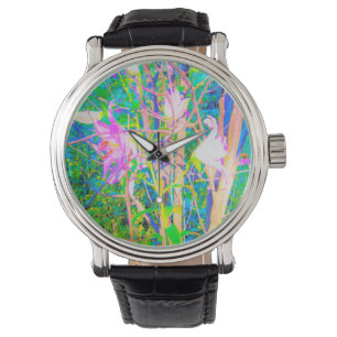 Abstracte oosterse lelies in mijn Rubio-tuin Horloge