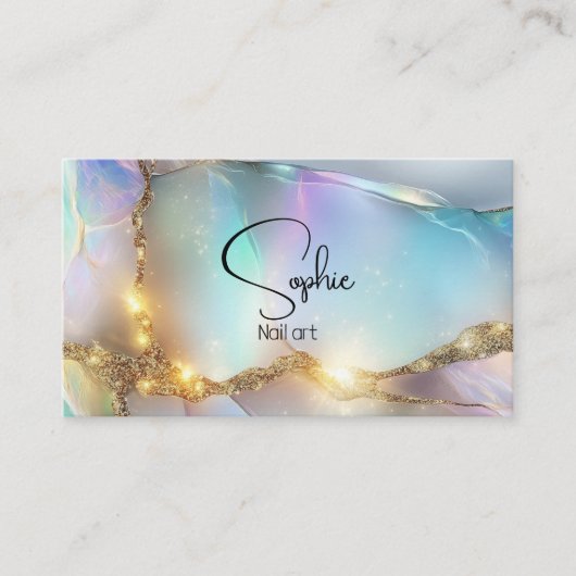 Abstracte Opal Sparkly Gold Visitekaartje (Voorkant)