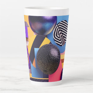 Abstracte opstelling met kleurrijke bollen latte mok