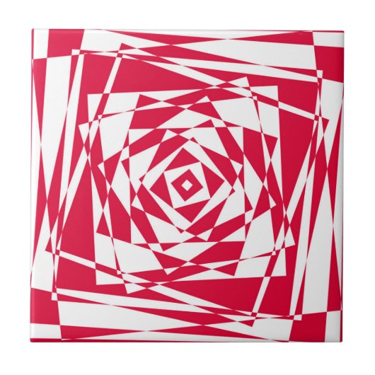 Abstracte Optische Illusie Keramische Tegel Rood W Tegeltje (Voorkant)