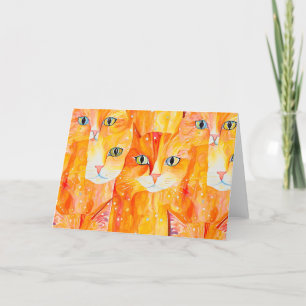 Abstracte oranje kat bedankkaart