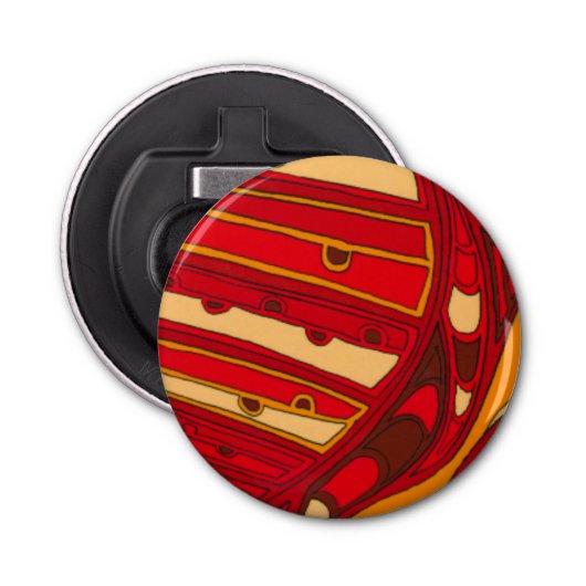 Abstracte Oranje panelen Button Flesopener (Voorkant)