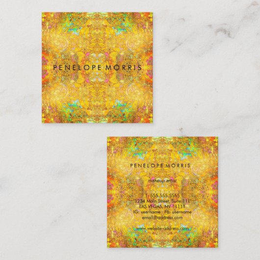 Abstracte Oranje schoonheidslijst Vierkante Visitekaartje (Voorkant / Achterkant)