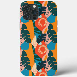 Abstracte Oranje zomertropische bladeren iPhone 13 Pro Max Hoesje