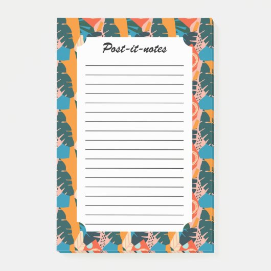 Abstracte Oranje zomertropische bladeren Post-it® Notes (Voorkant)