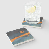 Abstracte Oranje zon Stenen Onderzetter (Zijkant)