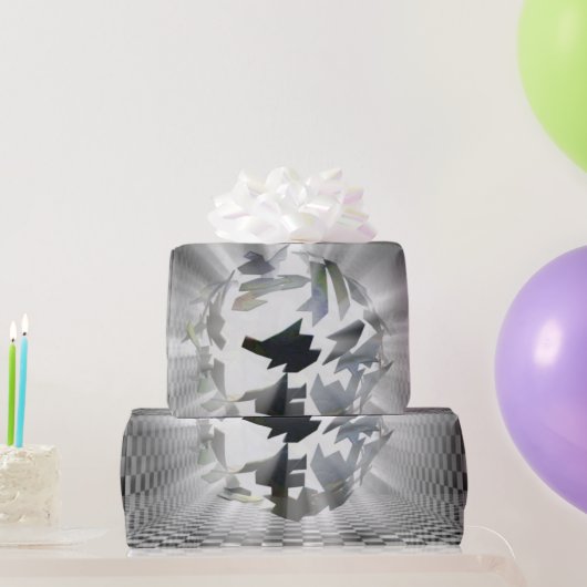 Abstracte Orb - Geruite Grijs en Zwarte Moderne Ku Cadeaupapier (Feestgeschenken)