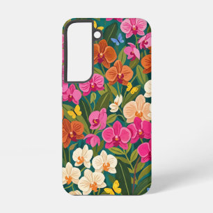 Abstracte Orchidee Tuin Vlinders Samsung Hoesjes Galaxy Hoesje