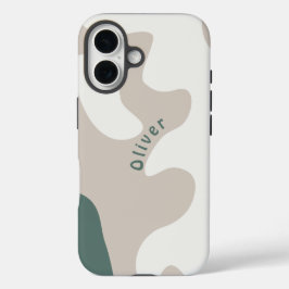 Abstracte organisch gevormde Scandi gepersonalisee iPhone 16 Hoesje