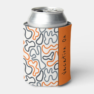 Abstracte organische lijn witte oranje passie blikjeskoeler