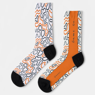 Abstracte organische lijn witte oranje passie sokken